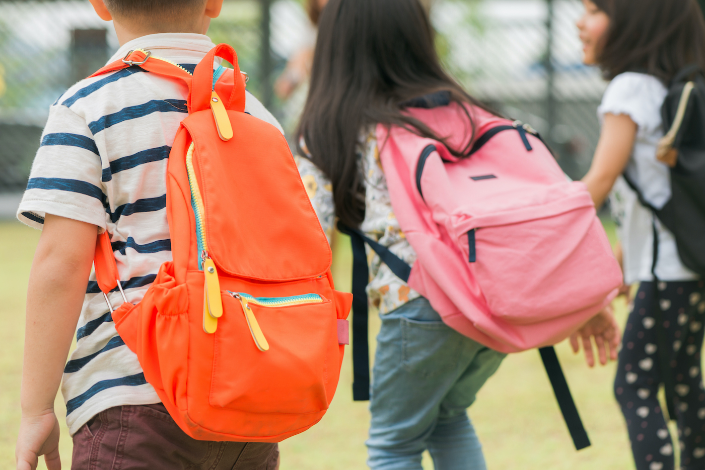 Three students going to school